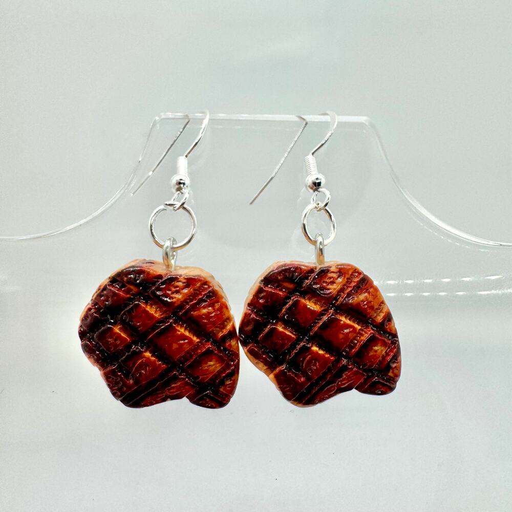 Steak Earrings - Bold Meat Lover Dangles - Funny Foodcore Statement Style